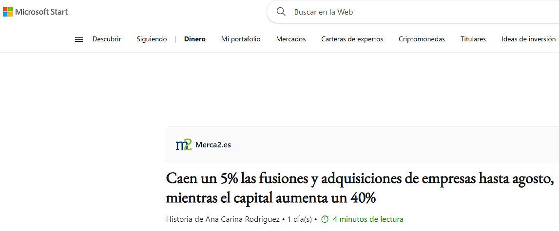 Caen un 5% las fusiones y adquisiciones de empresas hasta agosto, mientras el capital aumenta un 40%